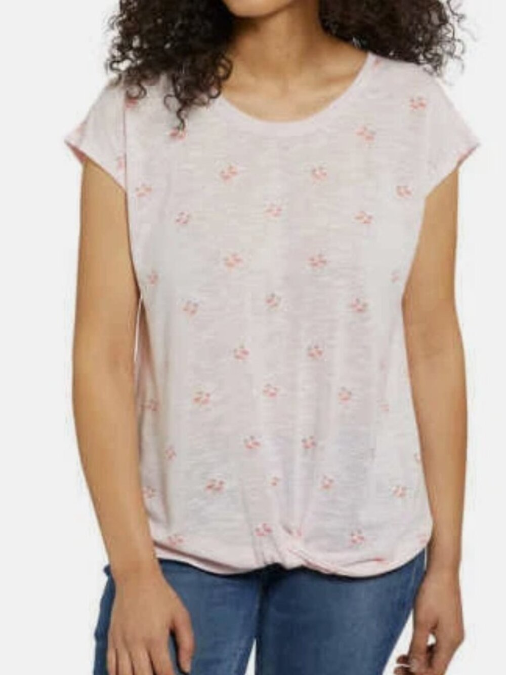 Izod Flamingo T-Shirt w/ Twist Hemline Pink Sz M
